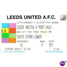 Leeds Utd v Port Vale 1995/96 FA Cup Ticket stub South