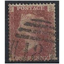 1858 SG43 1d Red Plate 145 Good+ Used "SG".