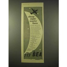 1954 BEA Airline Ad - Cheap Night Tourist Fares