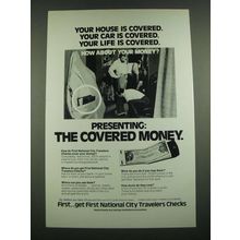 1974 First National City Traveler Checks Ad - Your House is Covered