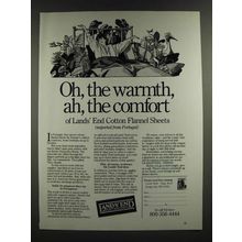 1986 Lands' End Cotton Flannel Sheets Ad - Oh, The Warmth, Ah, The Comfort