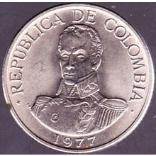 1977 Colombia 1 Peso Coin