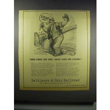 1942 Baltimore & Ohio Railroad Ad - Here Comes Army