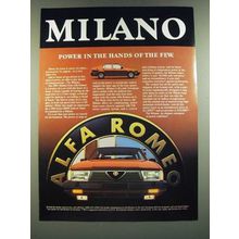 1987 Alfa Romeo Milano Car Ad - Power in the Hands of the Few