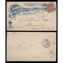 Canada " Small Queen 1896, Illustrated Halifax NS Squared Circle cancel