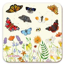 Emma Ball Drinks Coaster Butterfly Bee and Flowers Mat Eric Heyman UK Made
