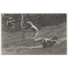 Ceylon Sri Lanka Veddahs Hunting Early 20th C. RPPC "Skeen photo"