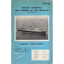 SOCIETE NATIONALE DES CHEMINS DE FER FRANCAIS 1963-64 Ferry, Cote D'Azur guide =