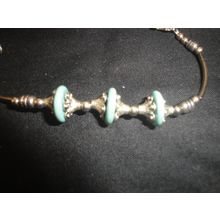 Delicate 6" turquoise ring and metal bracelet child or petite adult