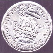 1944 Great Britain 1 Shilling Silver Coin English