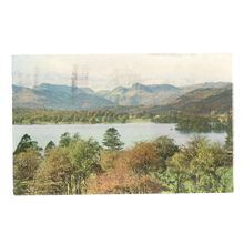 HEAD OF WINDERMERE AND LANGDALE PIKES , vintage used postcard 1985 postmark =