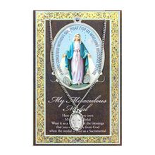 Miraculous Medal Necklace, St. Mary with Embossed Prayer Pamphlet