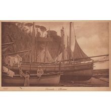 Torrento Marina Child Dressed As Sailor Boat Antique Italy Postcard
