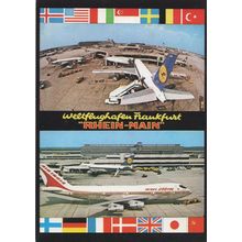 Frankfurt German Airport Flags Rhein Main Postcard