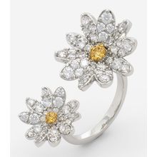 SWAROVSKI Silver Tone Crystal Daisies Ring - NEW in Box
