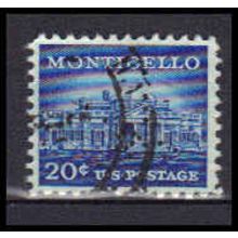Used 1047 20c Monticello Fine Plus Perf Initials KA5832