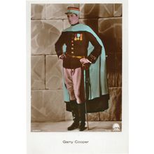 Garry Cooper Film Actor Hand Coloured Tinted Real Photo Postcard
