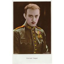 Conrad Nagel Film Star Military Uniform Real Photo Hand Coloured Postcard