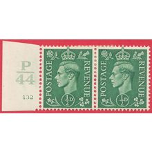 GB KGVI 1941 1/2d GREEN SG485 MOUNTED MINT PAIR CONTROL P44 132