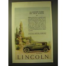 1924 Lincoln Phaeton Car Ad - Leadership based on true worth