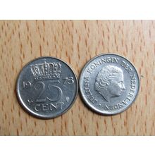 Netherlands 1975 25 Cents Coin