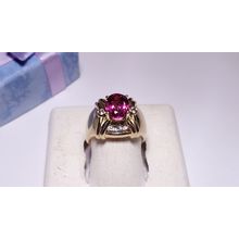 Estate 1.8ctw Natural AA Pink Tourmaline/ White Topaz 14Kt Y/Gold 9.3g Ring22414