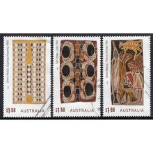 AUSTRALIA: 2025 BARK PAINTINGS OF ARNHEM LAND, SET 3 USED SHEET STAMPS 420/1 +.