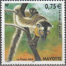 Mayotte 2004 Yvert 167 Neuf ** Cote (2017) 3.50 € Le maki et son petit