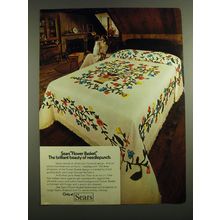 1972 Sears Flower Basket Bedspread Ad - The Brilliant Beauty of Needlepunch