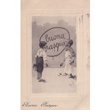 Buona Pasqua Happy Easter Painter At Work Italian Old Postcard