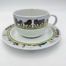 Rare Vintage Suisse Langenthal Alpage Pattern Cup And Saucer Porcelain Set