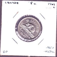 1941 Canada 5 Cents Coin