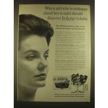 1963 D-Zerta Gelatin Ad - A girl who is unhappy about her weight