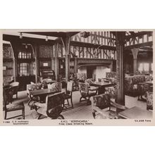 Cunard RMS Berengaria First Class Smoking Room RP Postcard