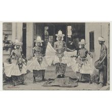 Sri Lanka Ceylon Kandyan Devil Dancers RPPC Early 20th C. Skeen photo