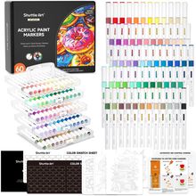 Shuttle Art Automatic Ink Control Acrylic Paint Markers, 60 Colors Brush Tip Acr