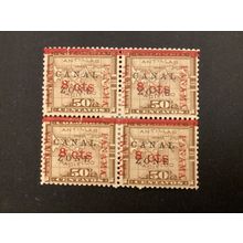 ICOLLECTZONE US Canal Zone 14 Block of Four VF hinged w/ Reinforced