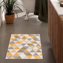 2' X 4' Yellow Geometric Dhurrie Area Rug