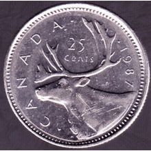 1987 Canada 25 Cents Coin