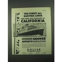 1931 Dollar Steamship Lines Ad - All-Electric Liner