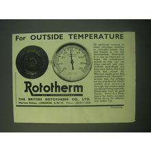 1940 Rototherm Dial Thermometer Ad - For outside temperature