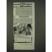 1940 Rock Island Railroad Ad - Land of Sunshine