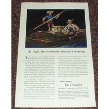 1949 Travelers Insurance Ad, Riverbanks Shouted Warning