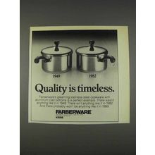 1982 Farberware Stainless Steel Cookware Ad - Timeless