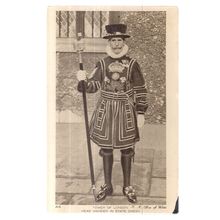 THE HEAD WARDER, TOWER OF LONDON.unused antique postcard by Harrison & Sons #