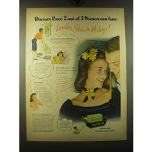 1947 Palmolive Soap Ad - Doctors prove 2 out of 3 women can have lovelier skin