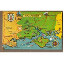 HAMPSHIRE MAP, used vintage postcard,,VGC 1969 pm #