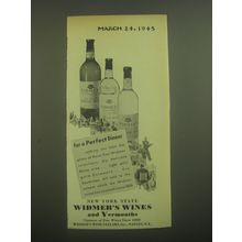 1945 Widmer's Wine Ad - Rhine, Delaware and Sauternes - For a perfect dinner