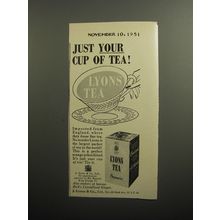 1951 Lyons Tea Ad - Just your cup of tea!