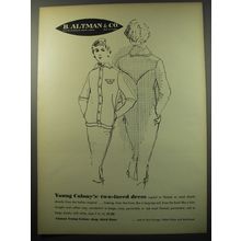 1955 B. Altman Fashion Ad - Young Colony's two-faced dress